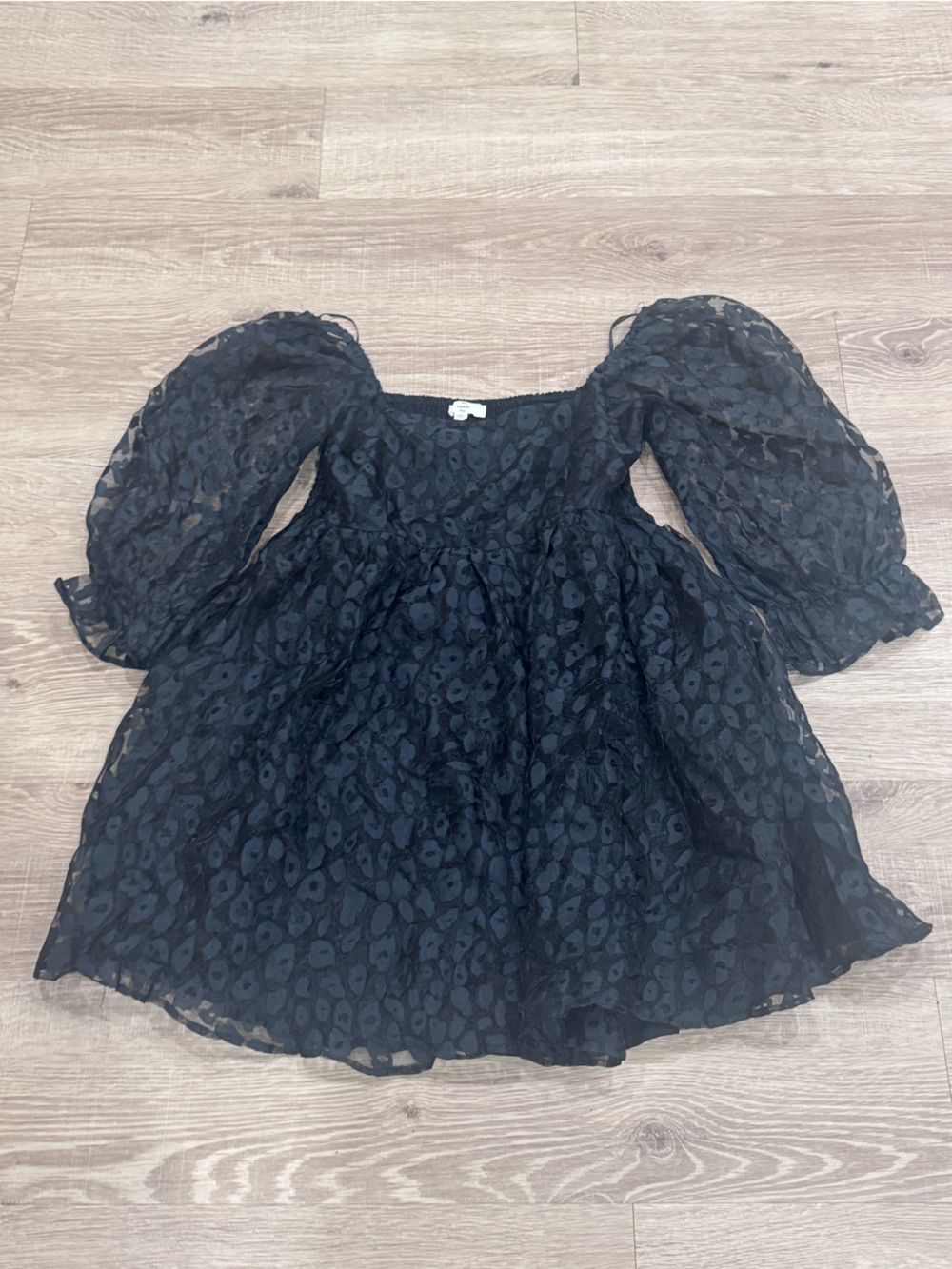 ENTRO Sheer Leopard Print Dress Size L Black  Boho Fall
